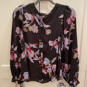 Black floral blouse